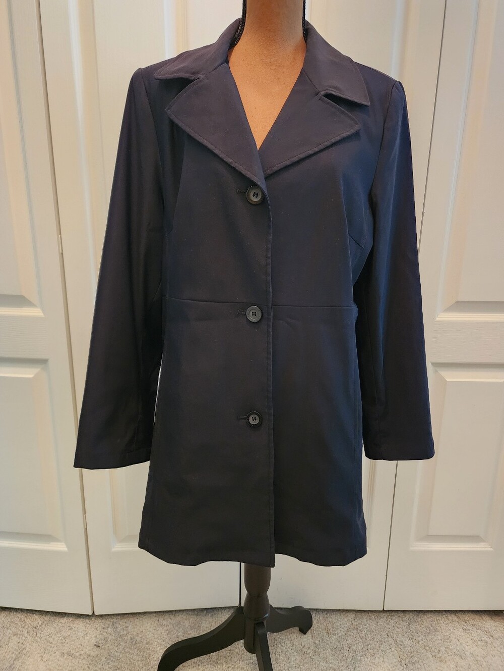 Esprit VTG Black Short Trench Coat Jacket  Minimalist Y2K 90s Car Coat L